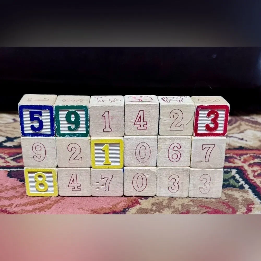 Vintage Toy: Colorful Alphabet and Number Blocks Set